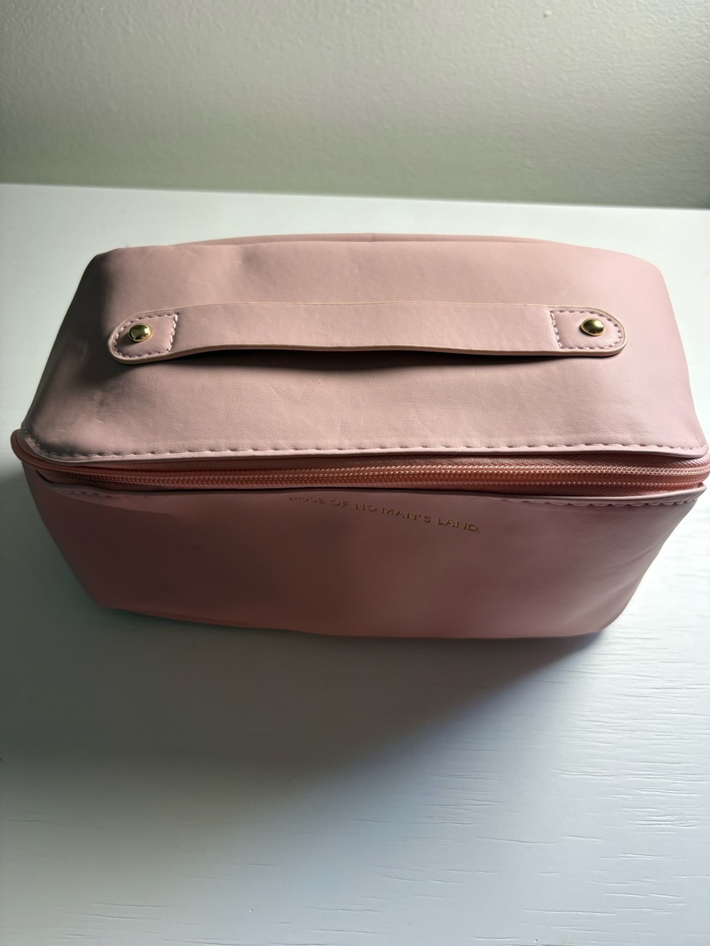Pink Faux Leather Cosmetic Travel Bag